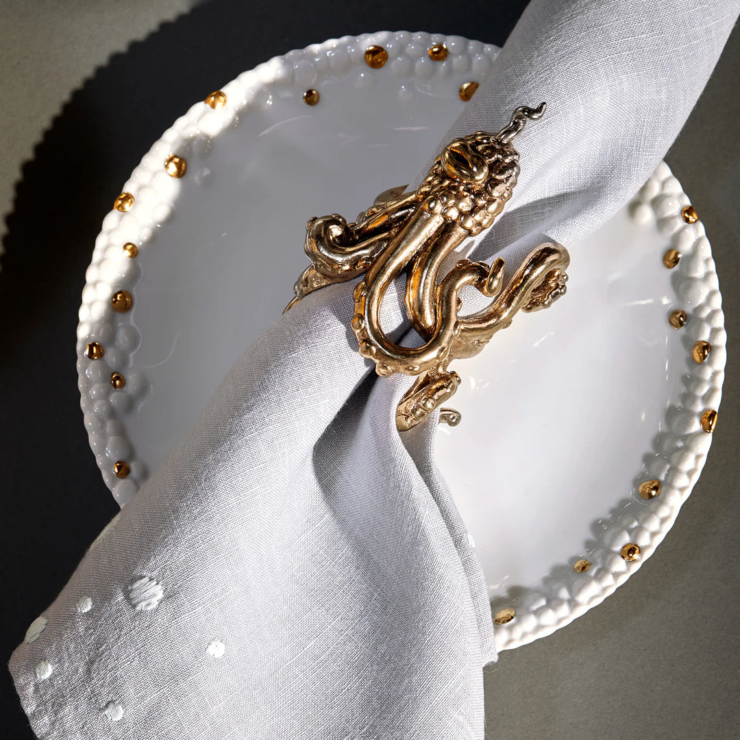 Haas Mojave Bread + Butter Plate - White + Gold