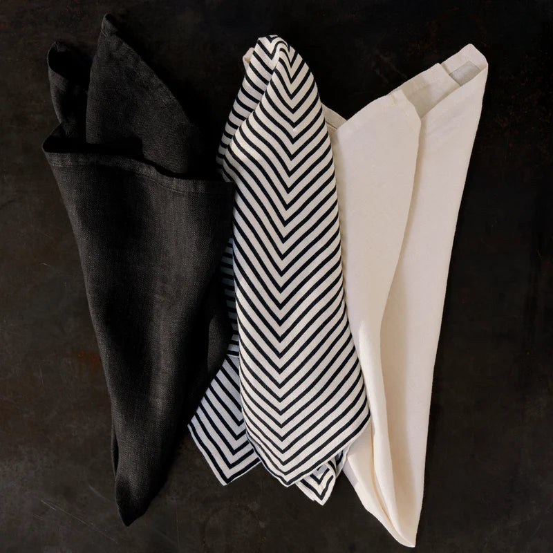 Linen Sateen Napkins - Black (Set of 4)