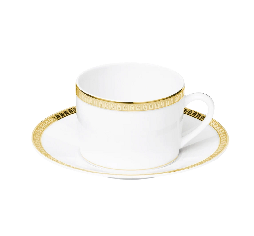 Malmaison - Tea Cup and Saucer - Porcelain Gold Finish