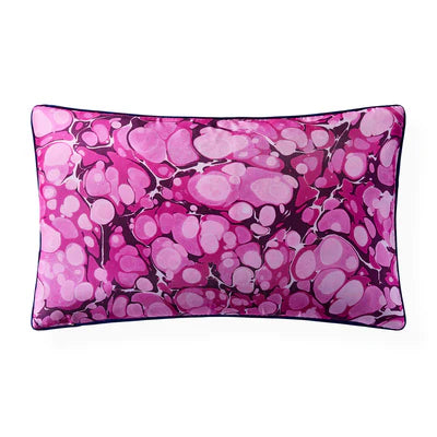 Marbleized Fuchsia Silk Cushion