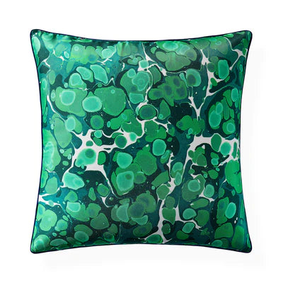 Marbleized Green Silk Cushion