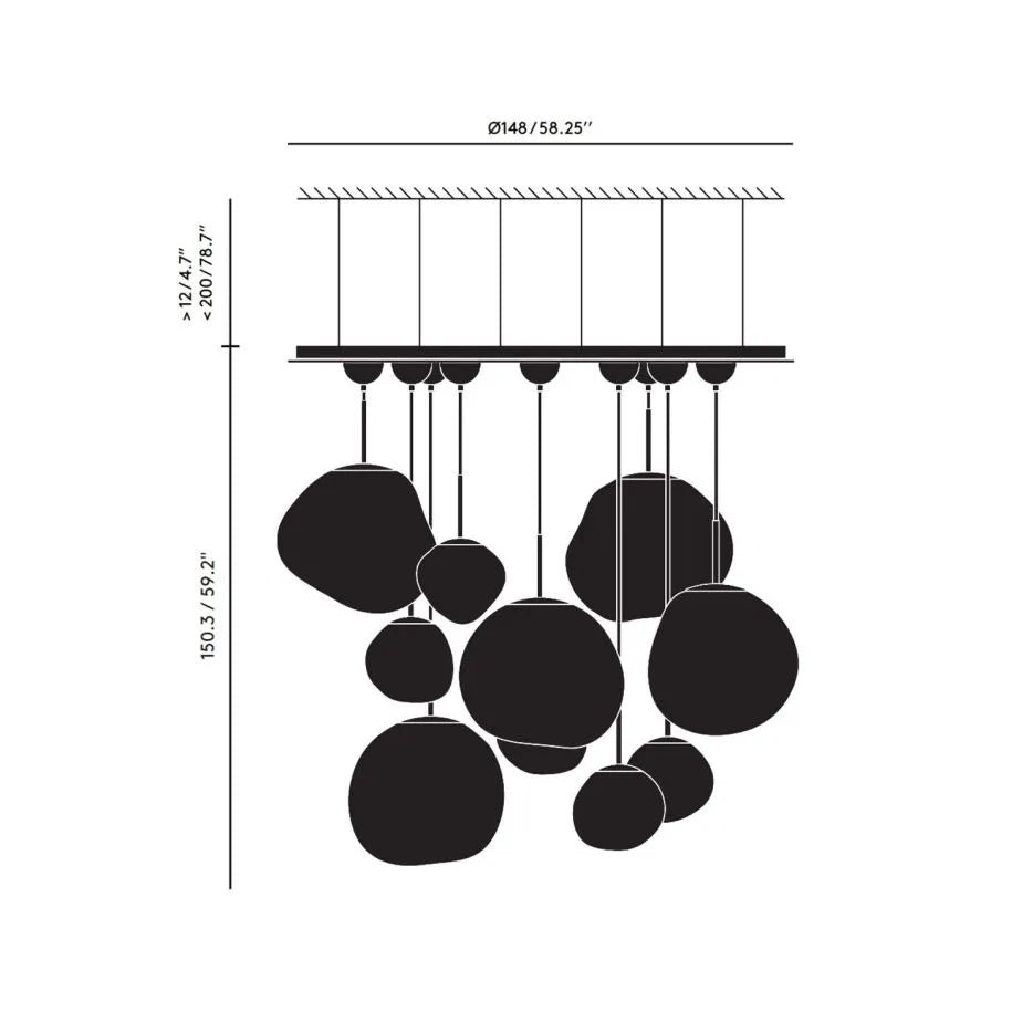 Chandelier - Melt LED - Mega Pendant System - Gold