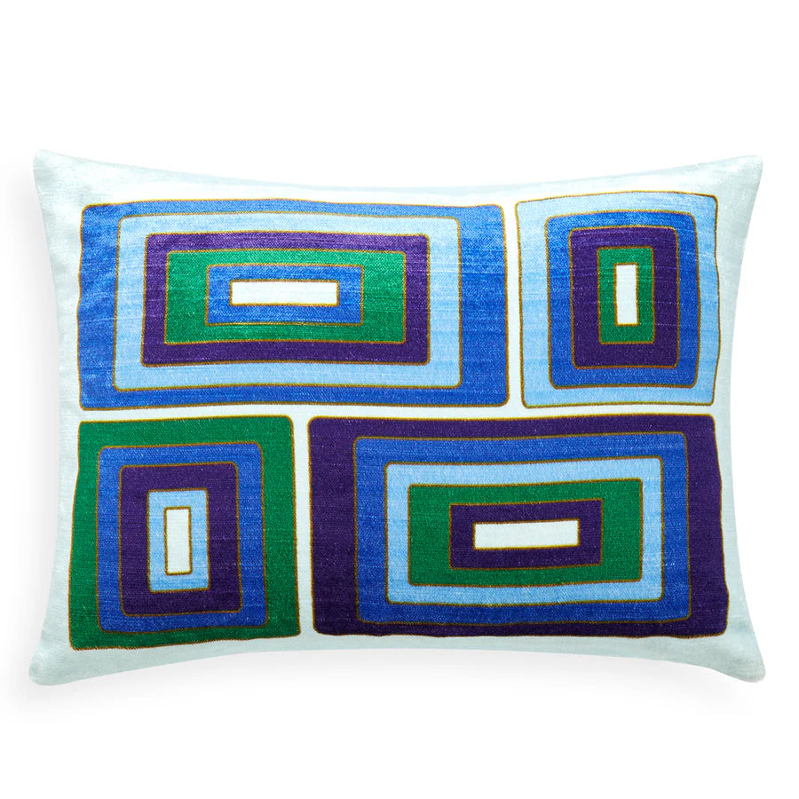 Emerald/Navy Milano Blocks Cushion