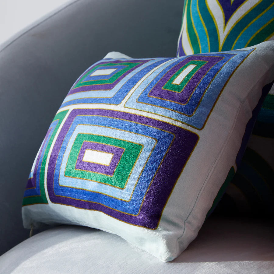 Emerald/Navy Milano Blocks Cushion