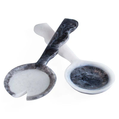 Como Black &amp; White Ripple Salad Serving Set