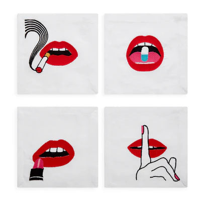 Lips Cocktail Napkins - Set of 4
