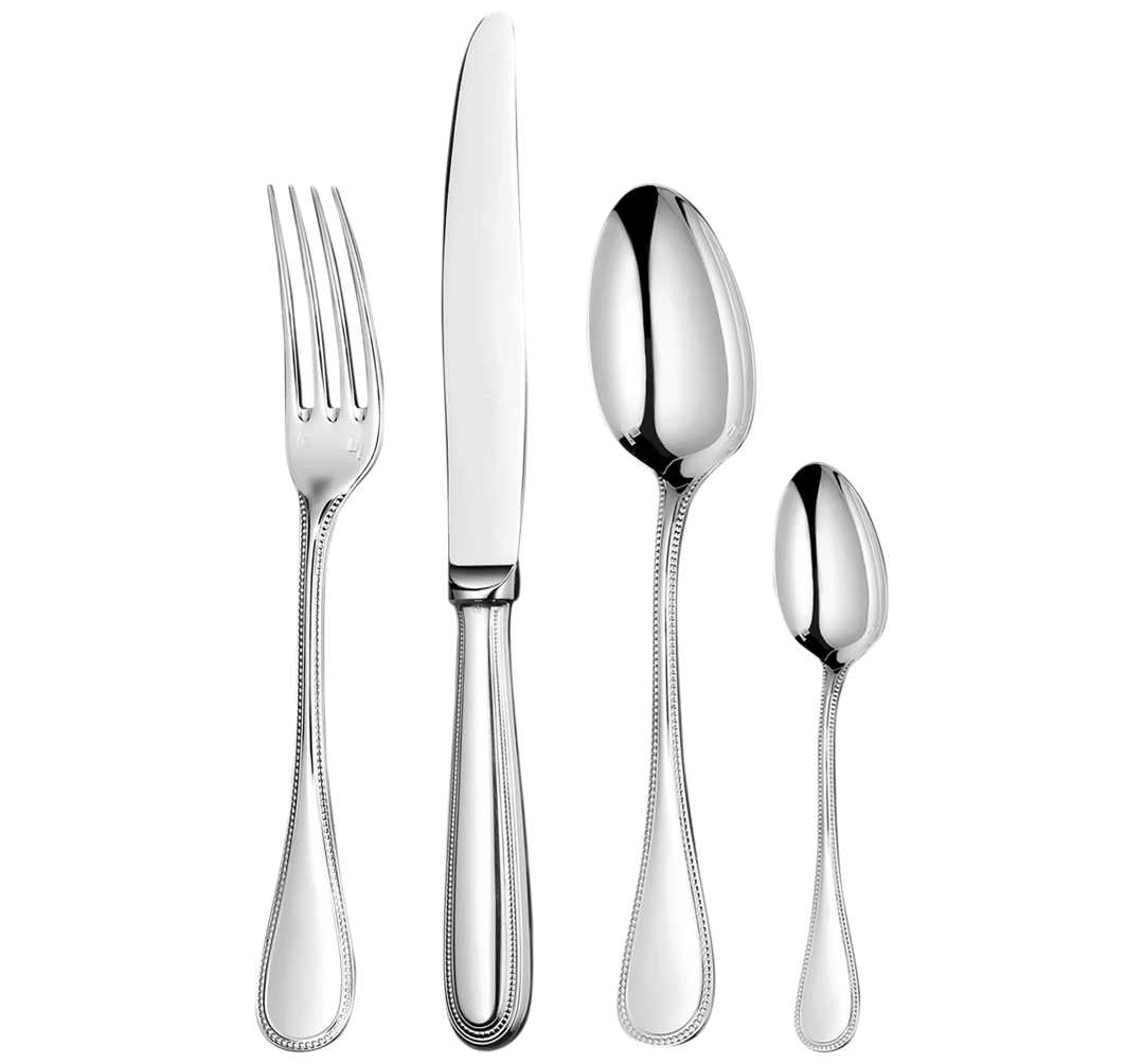 Steel Perles - 24-Piece Flatware Set with Free Storage Box - Stainless Steel