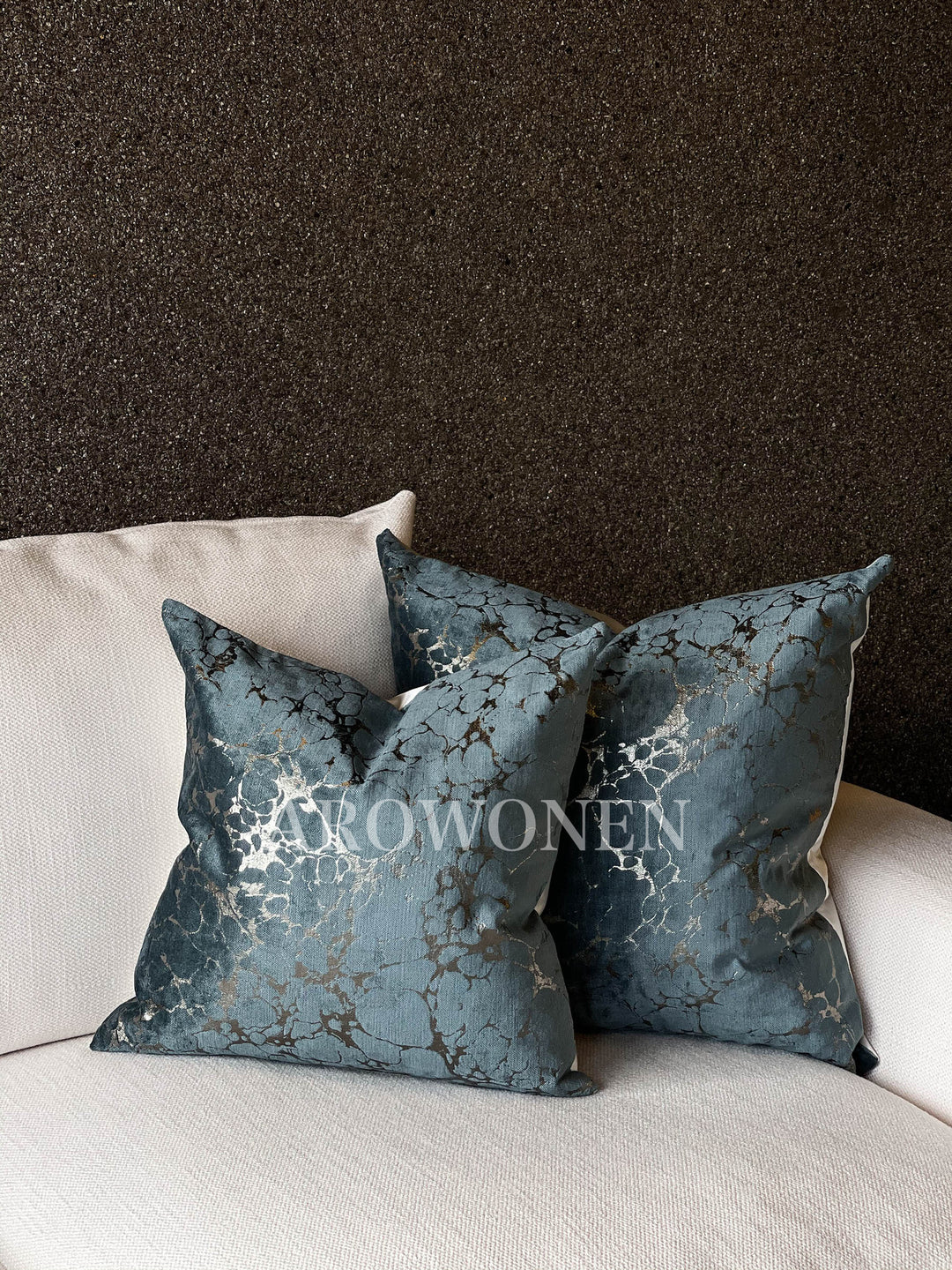 Decorative Cushion - Marble - Blue