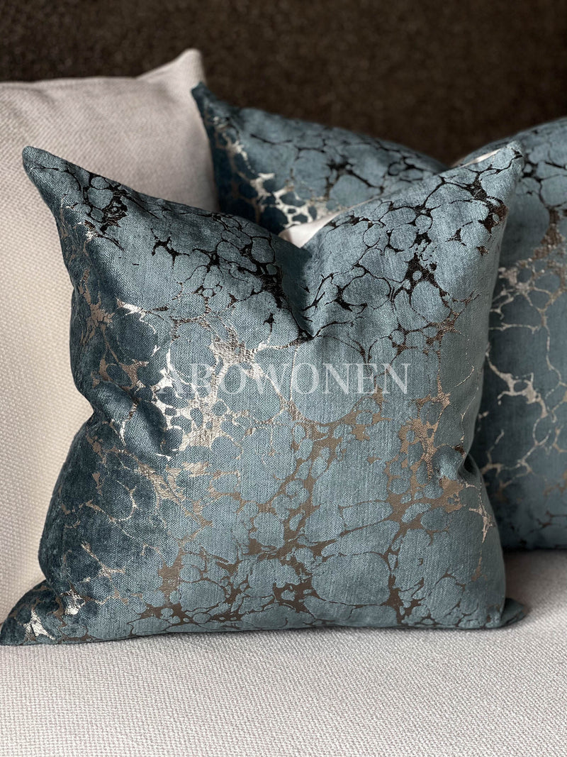 Decorative Cushion - Marble - Blue