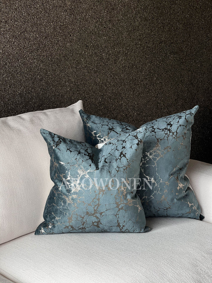 Decorative Cushion - Marble - Blue