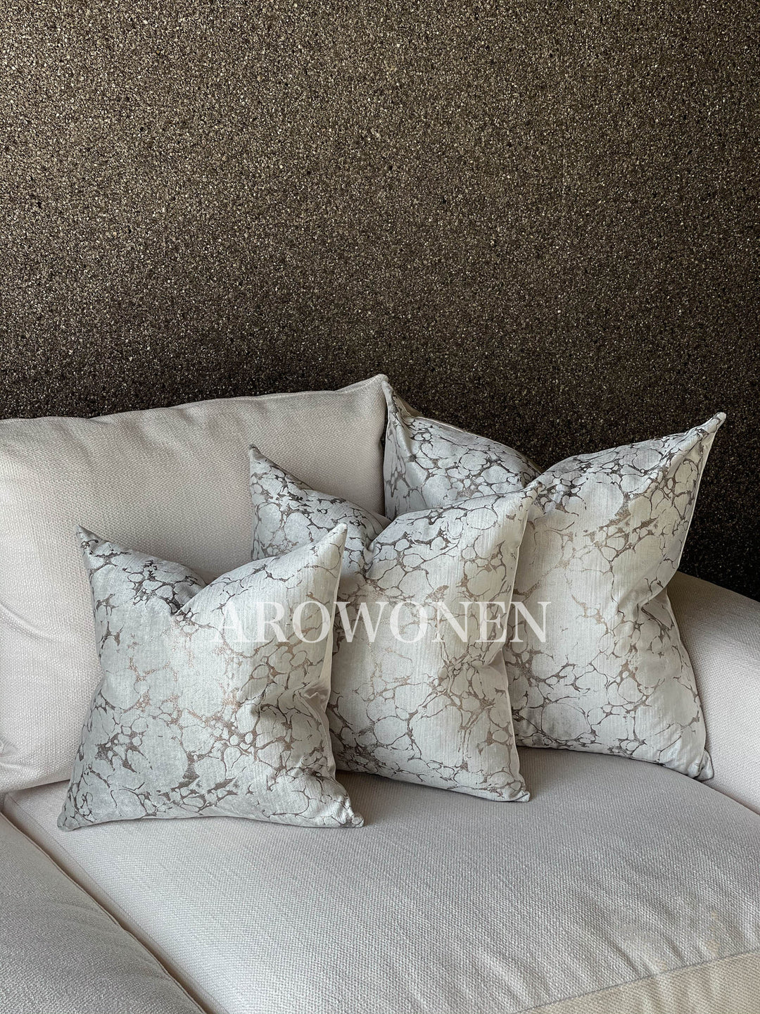 Decorative Cushion - Marble - Rose White