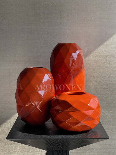 Vase - Cut Medio - Glossy Orange