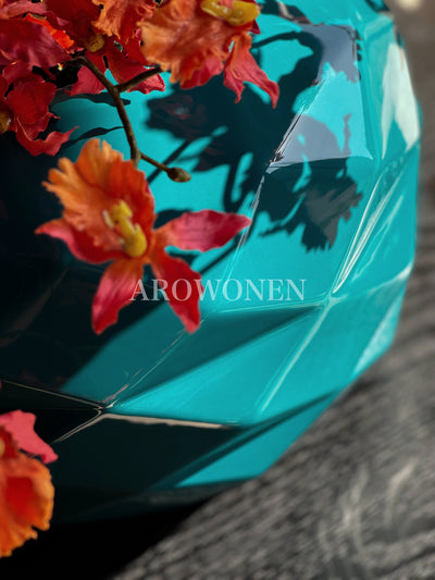 Vase - Cut Panciuto - Glossy Turquoise