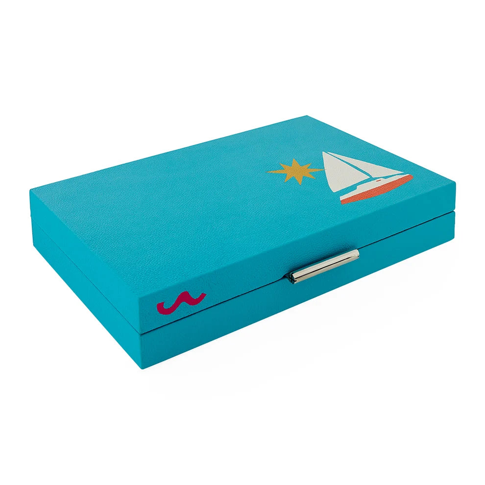 Playa Leather Backgammon Set - Boat