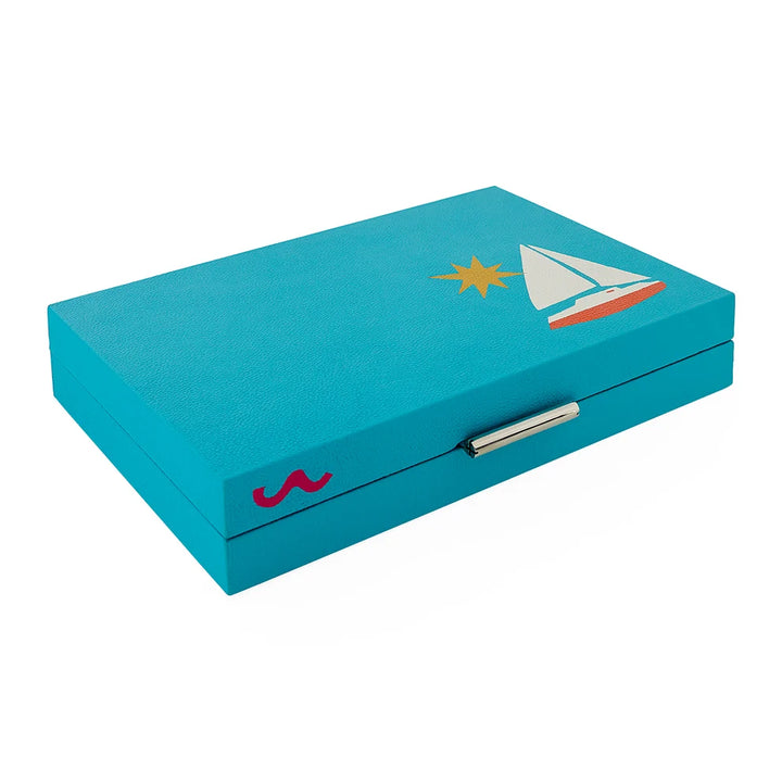 Playa Leather Backgammon Set - Boat