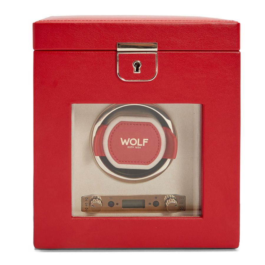 Watch Winder - Palermo Single - Red - With Jewellery Storage