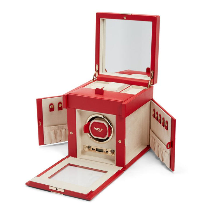 Watch Winder - Palermo Single - Red - With Jewellery Storage