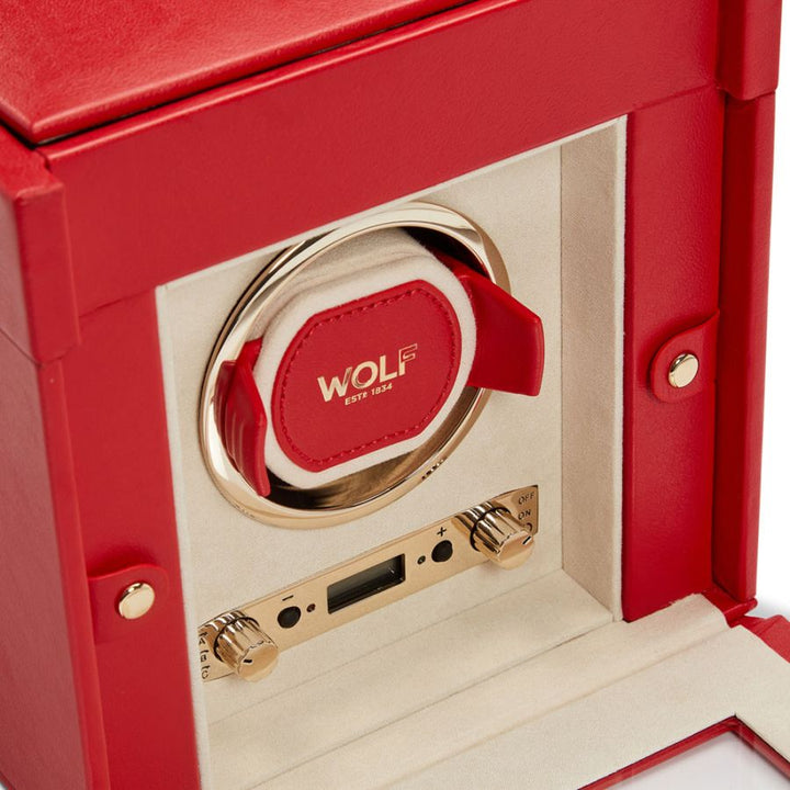 Watch Winder - Palermo Single - Red - With Jewellery Storage