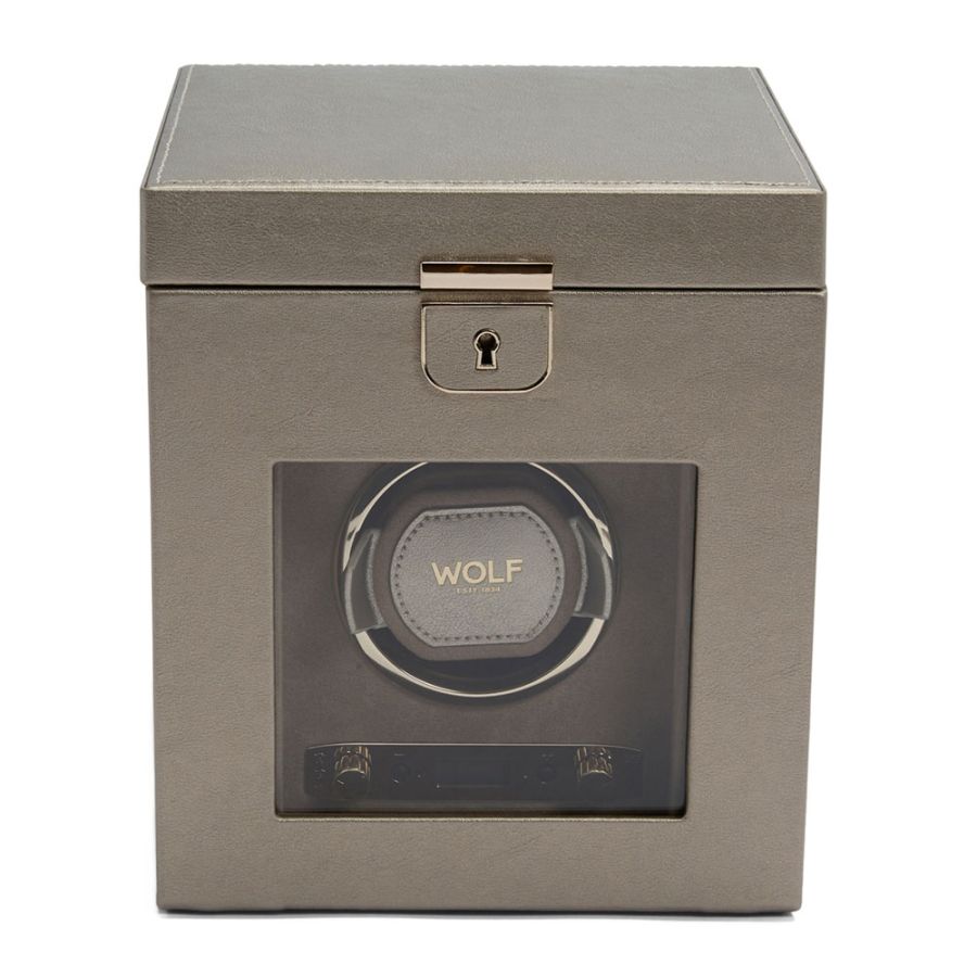 Watch Winder - Palermo Single - Pewter - With Jewellery Storage