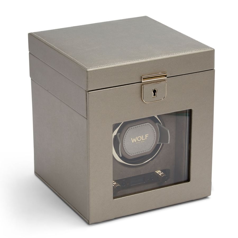 Watch Winder - Palermo Single - Pewter - With Jewellery Storage