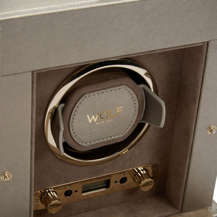 Watch Winder - Palermo Single - Pewter - With Jewellery Storage