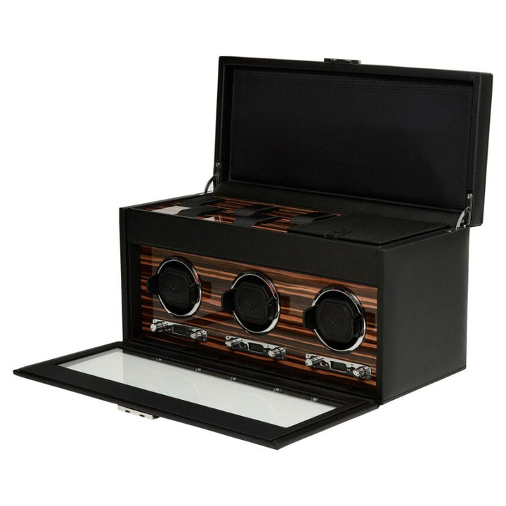 Watch Winder - Roadster Triple - Black - With Storage