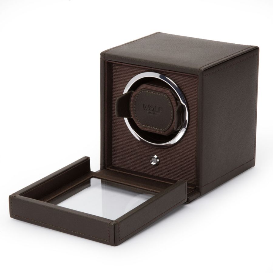 Watch Winder - Cub Single - Brown - With Cover