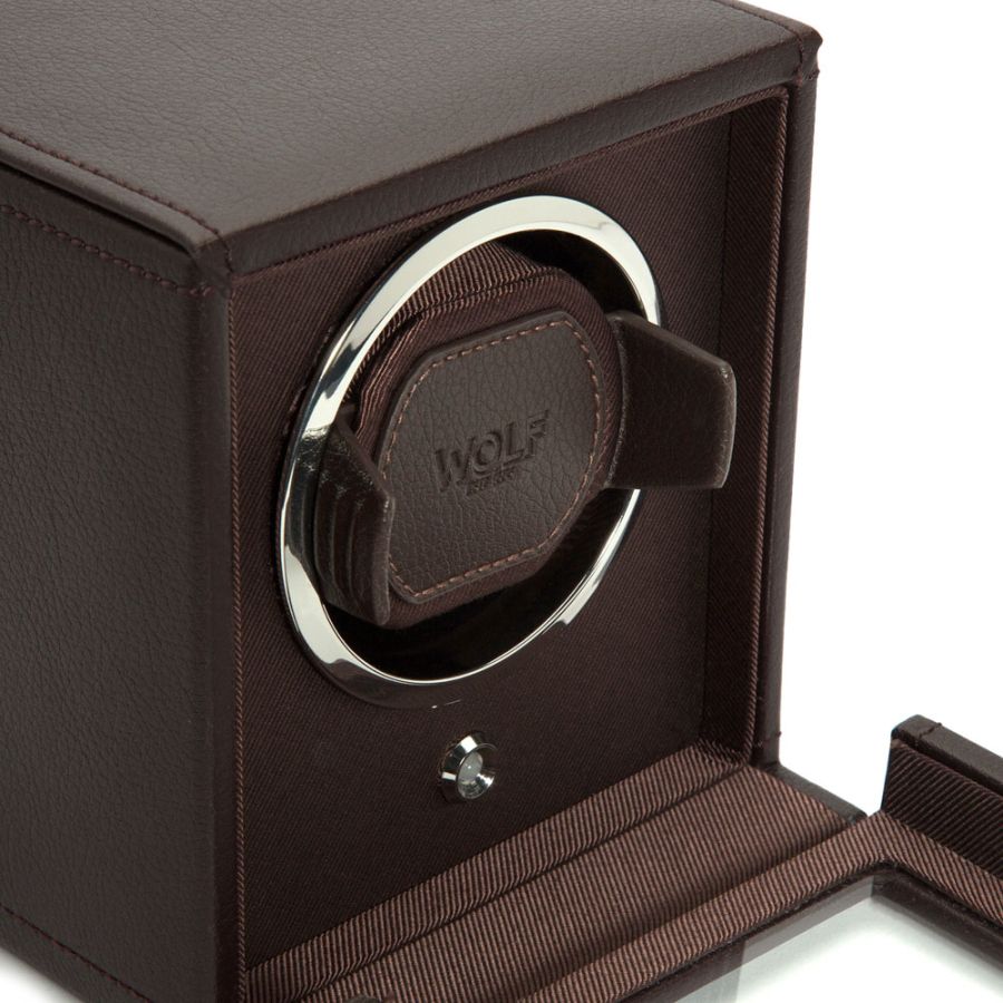 Watch Winder - Cub Single - Brown - With Cover