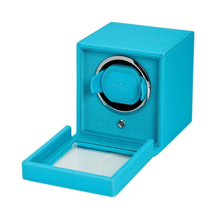 Watch Winder - Cub Single - Tutti Frutti Turquoise - With Cover