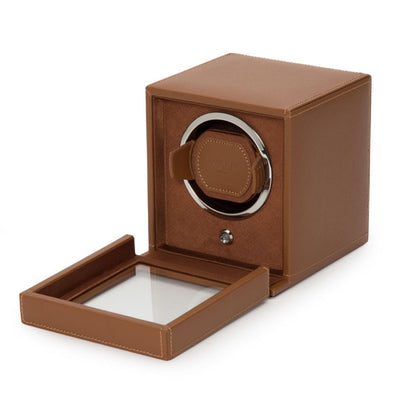 Watch Winder - Cub Single - Cognac - With Cover