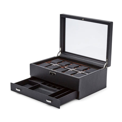 Watch Box - Roadster 10 Piece - Black - With Drawer