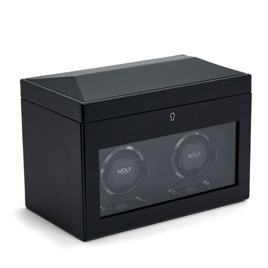 Watch Winder - British Racing Double - Black - With Storage