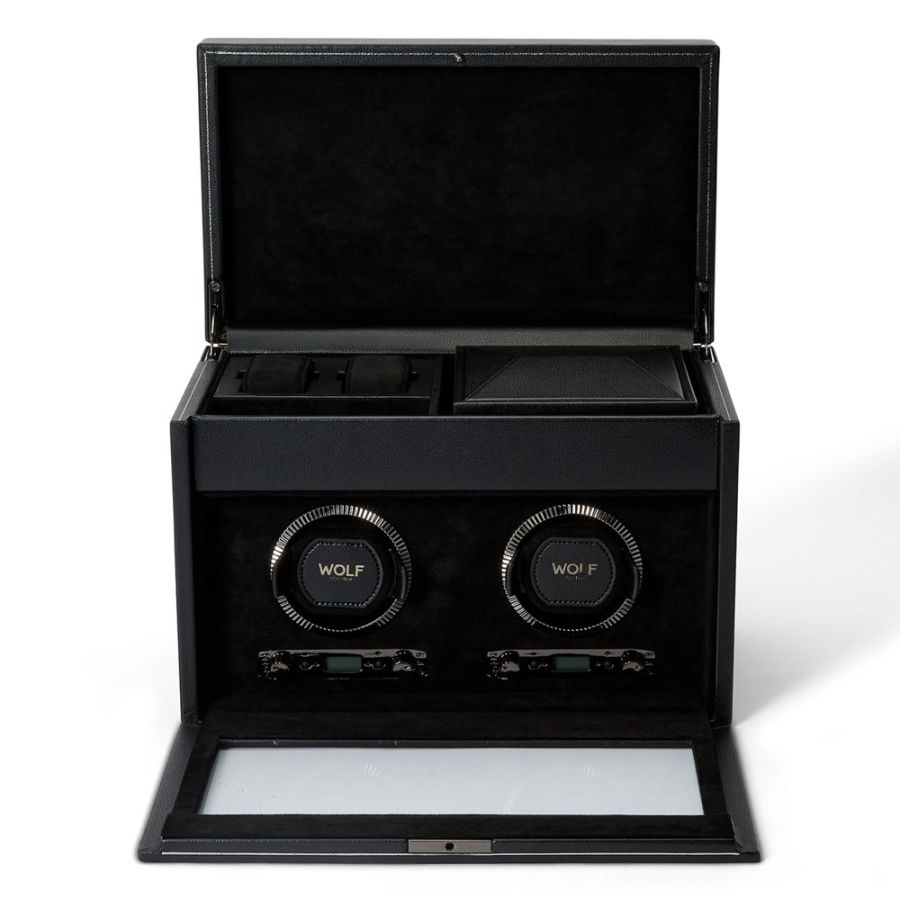 Watch Winder - British Racing Double - Black - With Storage