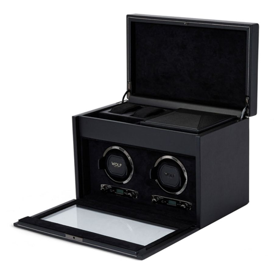 Watch Winder - British Racing Double - Black - With Storage