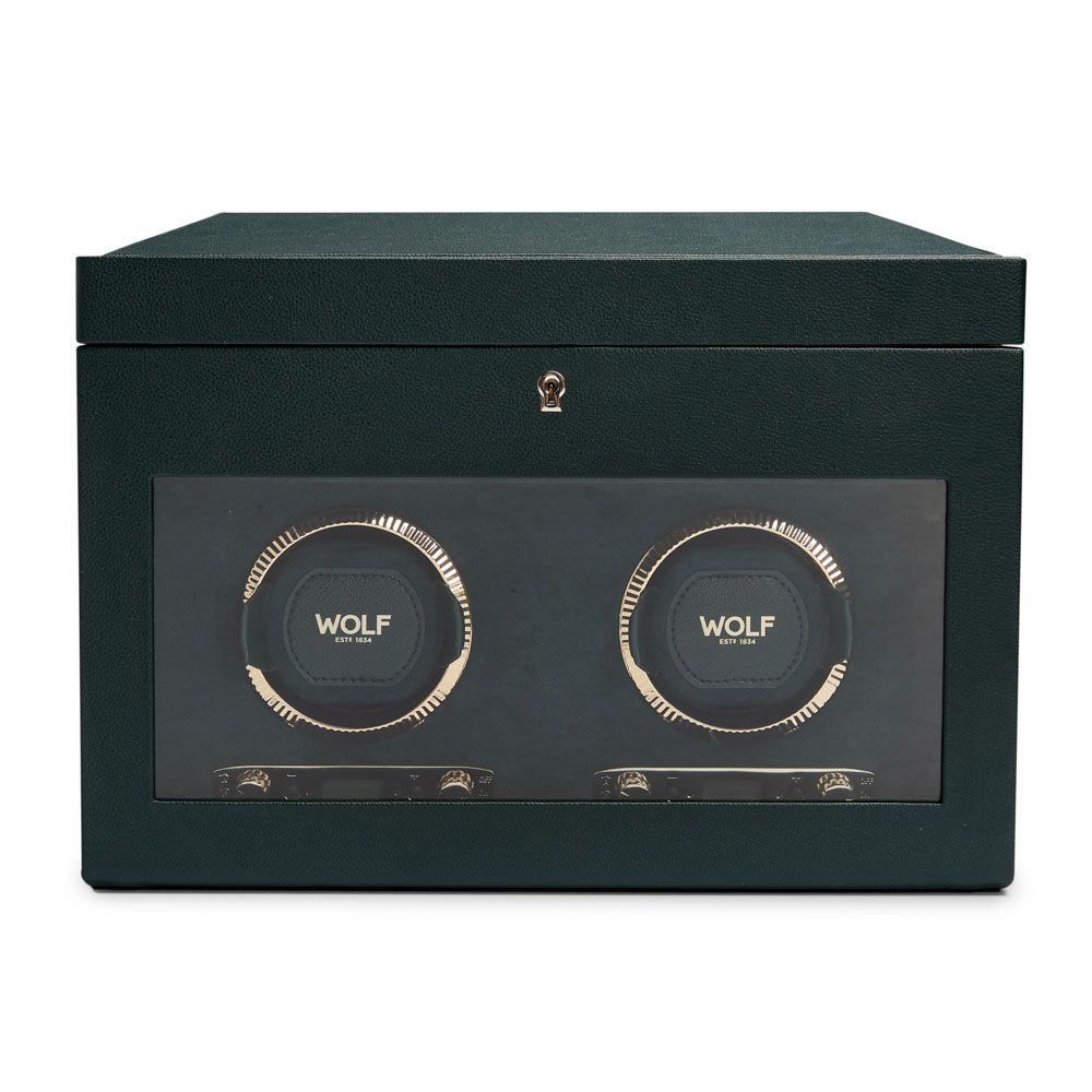 Watch Winder - British Racing Double - Green - With Storage