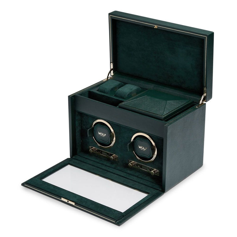 Watch Winder - British Racing Double - Green - With Storage