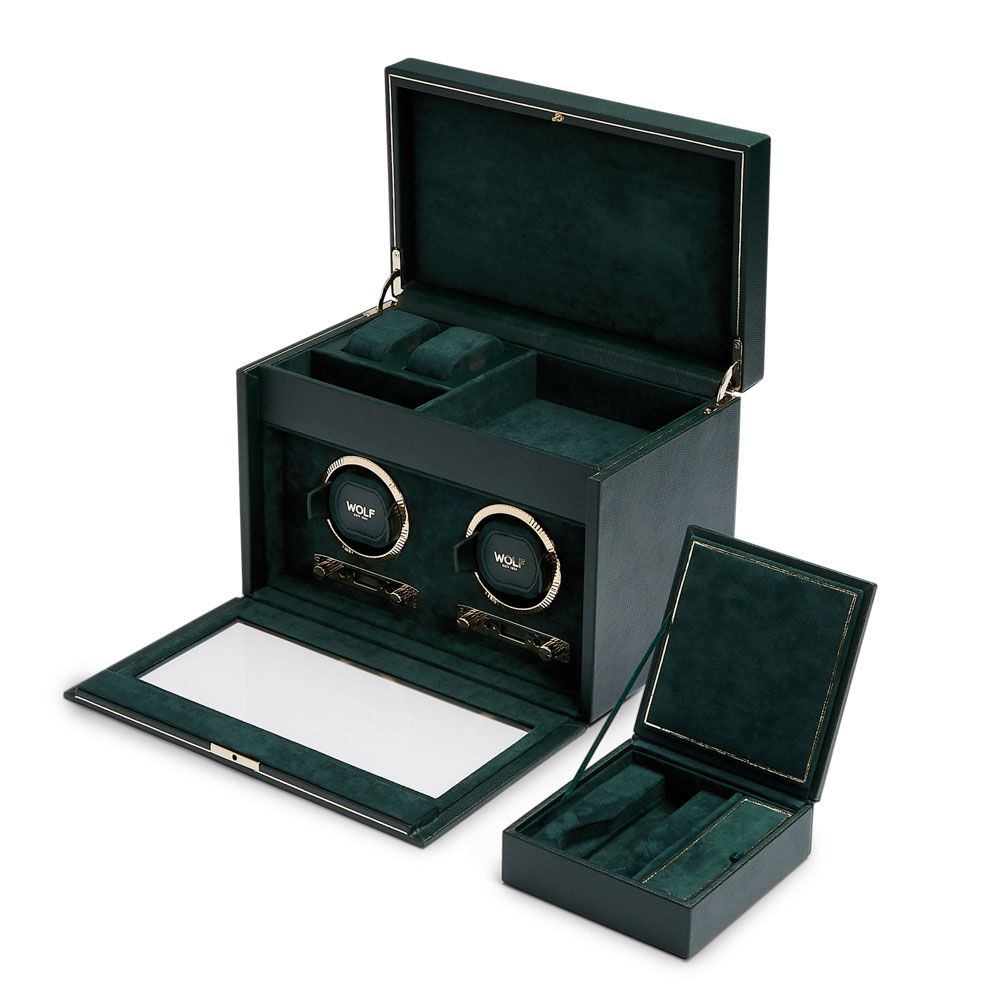 Watch Winder - British Racing Double - Green - With Storage