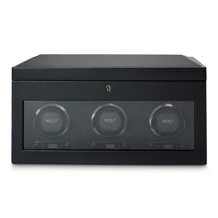 Watch Winder - British Racing Triple - Black - With Storage