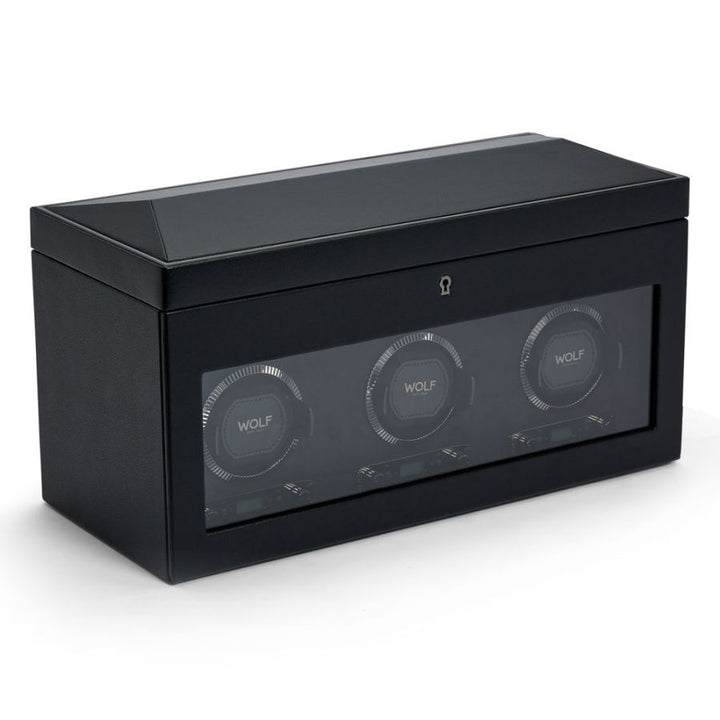 Watch Winder - British Racing Triple - Black - With Storage