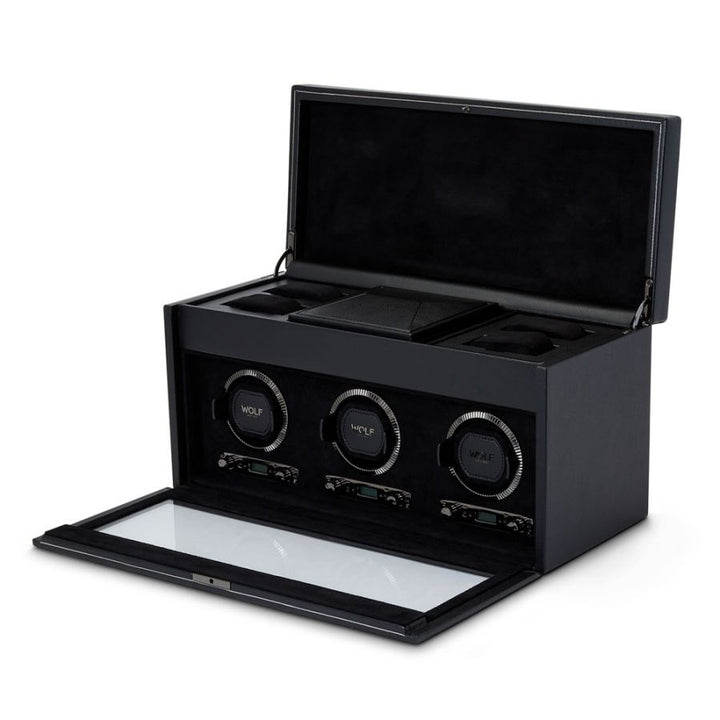 Watch Winder - British Racing Triple - Black - With Storage