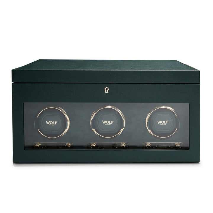 Watch Winder - British Racing Triple - Green - With Storage