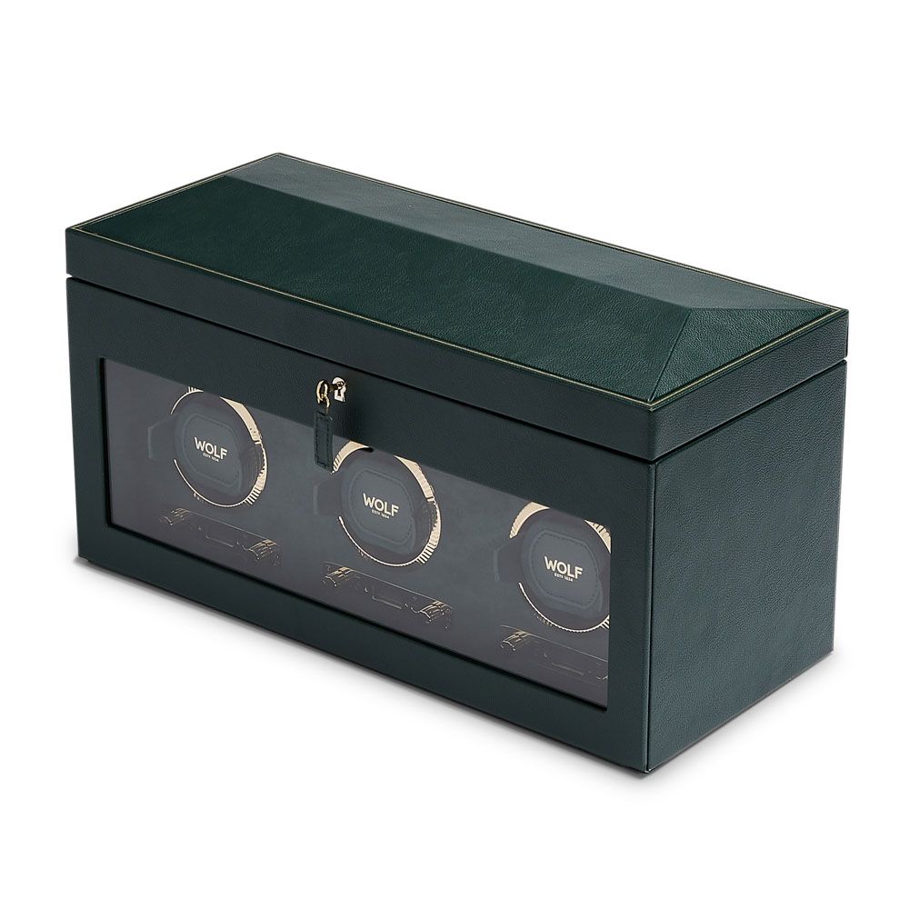 Watch Winder - British Racing Triple - Green - With Storage