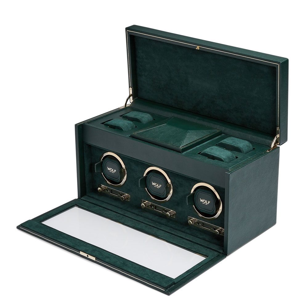 Watch Winder - British Racing Triple - Green - With Storage