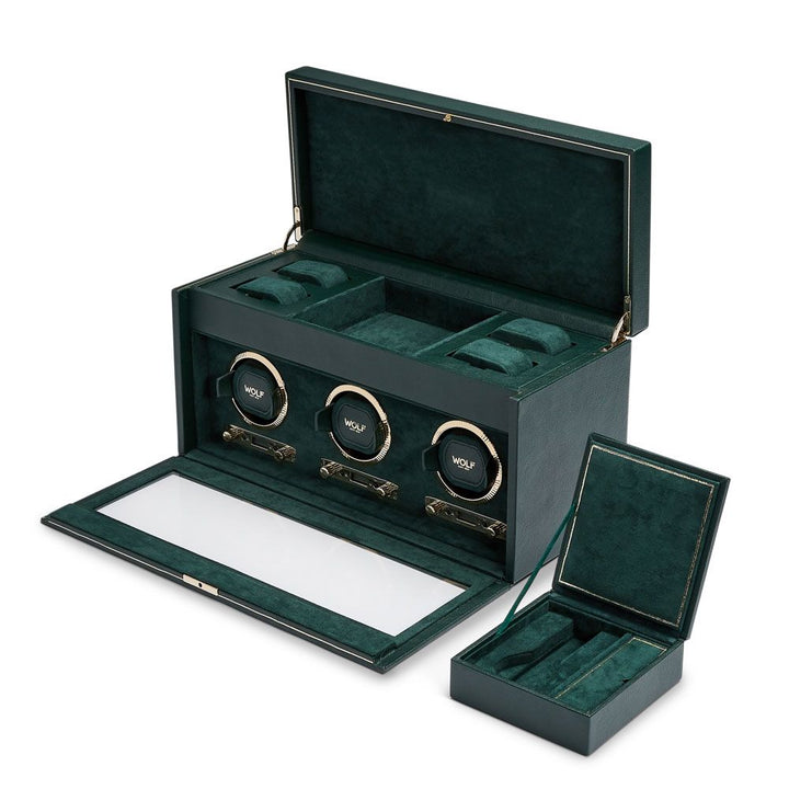 Watch Winder - British Racing Triple - Green - With Storage