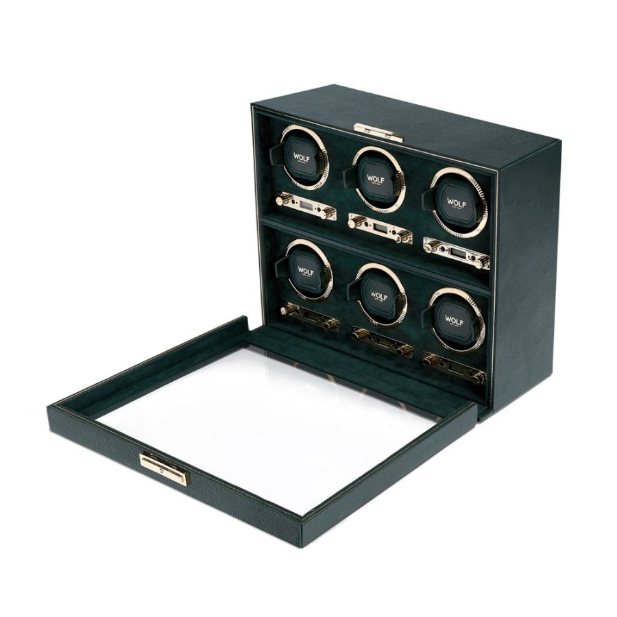 Watch Winder - British Racing 6 Piece - Green