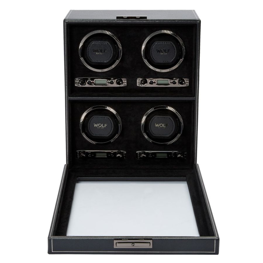 Watch Winder - British Racing 4 Piece - Black