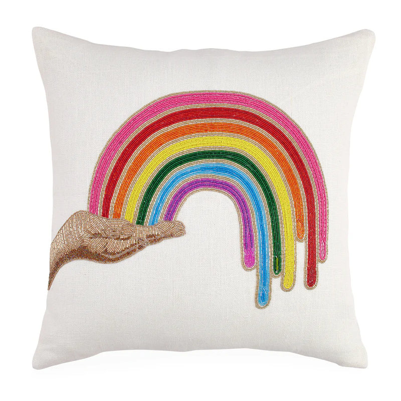 Rainbow Hand Beaded Cushion