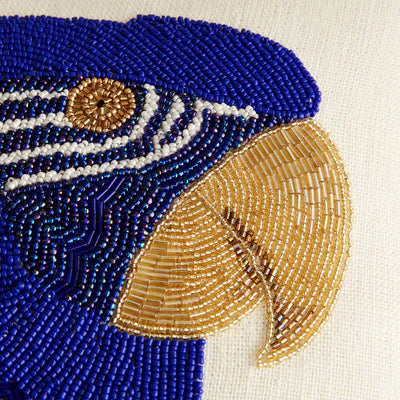 Macaw Beaded Cushion