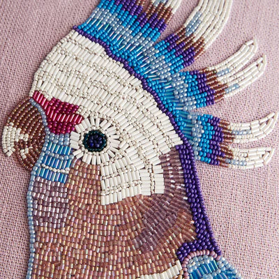 Parrots Beaded Cushion