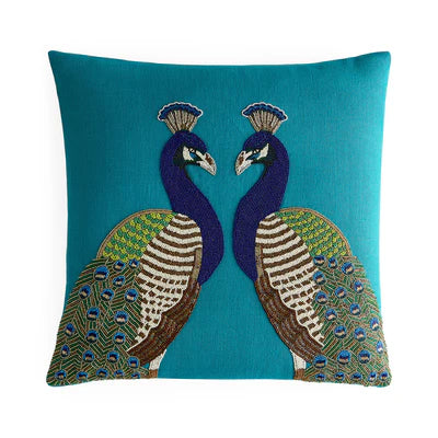 Peacock Beaded Cushion